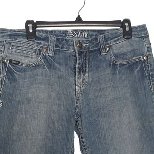 Adiktd Size 10 Lightwash Embellished Embroidered Boho Preppy Boot Cut Jeans